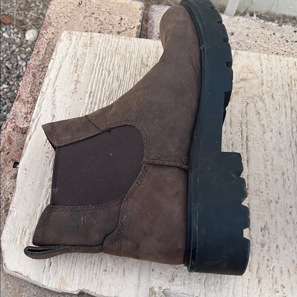 Womens Ugg Loxley Brown Nubuck Leather Platform Chelsea Ankle Boots Size 9 - Picture 5 of 11